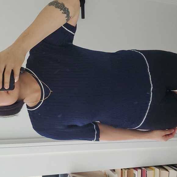 Zara navy knitted tee - Picture 3 of 3